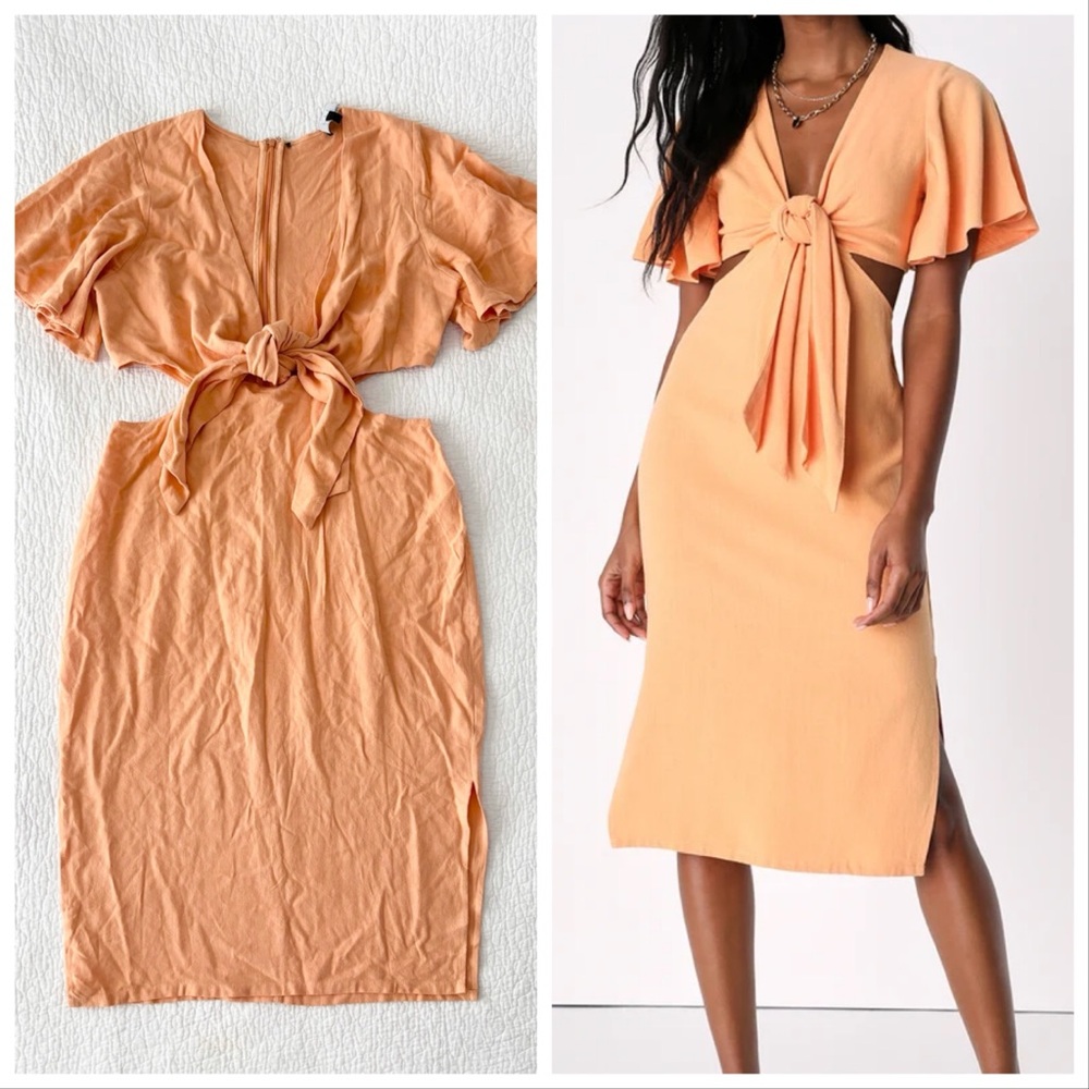 Lulu's Peach Midi Dress